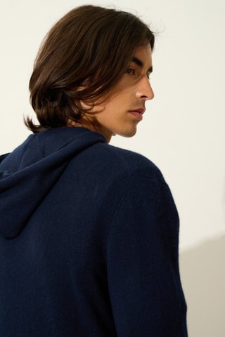 Gilet à capuche Neurre 100% cachemire - Bleu marine