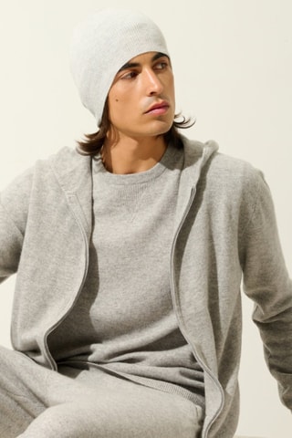 Gilet à capuche Neurre 100% cachemire - Nuage chiné