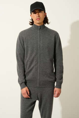 Gilet Albaron 100% cachemire - Col montant - Anthracite chiné