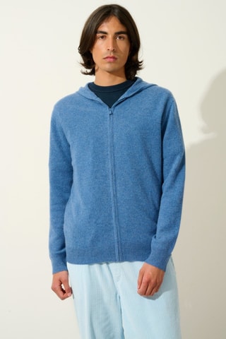 Gilet à capuche Neurre 100% cachemire - Bleu denim