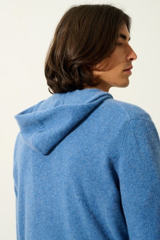Gilet à capuche Neurre 100% cachemire - Bleu denim