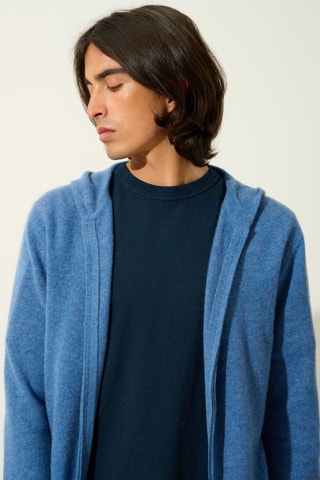 Gilet à capuche Neurre 100% cachemire - Bleu denim