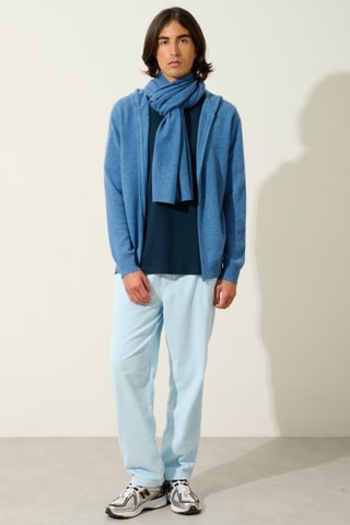 Gilet à capuche Neurre 100% cachemire - Bleu denim