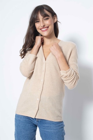 Gilet Chalais 100% cachemire, 2 fils -  Col en V - Beige