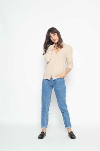 Gilet Chalais 100% cachemire, 2 fils -  Col en V - Beige