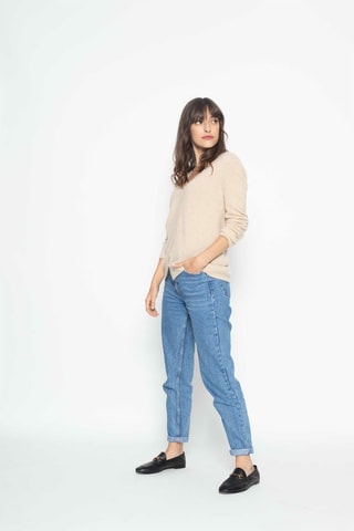 Gilet Chalais 100% cachemire, 2 fils -  Col en V - Beige