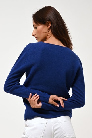  Gilet Chalais 100% cachemire, 2 fils - Col en V - Bleu