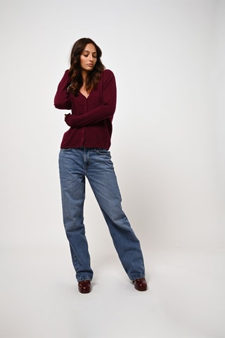  Gilet Chalais 100% cachemire, 2 fils - Col en V - Bordeaux