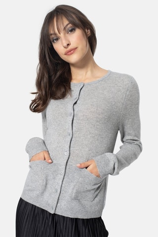 Gilet Caron 100% cachemire, 2 fils - Col rond - Gris chiné