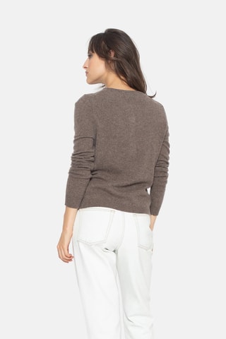 Gilet Caron 100% cachemire, 2 fils - Col rond - Taupe chiné