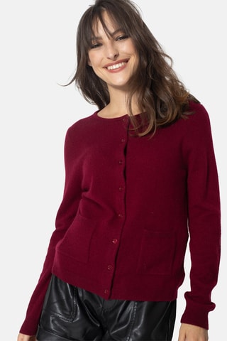 Gilet Caron 100% cachemire, 2 fils - Col rond - Bordeaux