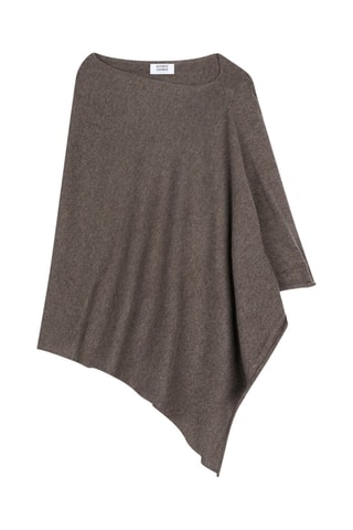 Poncho Carra 100% cachemire, 2 fils - Col asymétrique - Taupe chiné