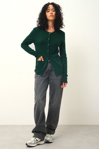 Cardigan Caron 100% cachemire, 2 fils - Col rond - Vert 