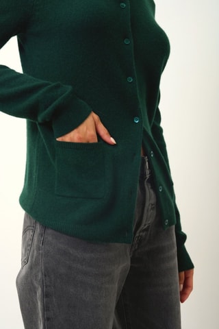 Cardigan Caron 100% cachemire, 2 fils - Col rond - Vert 