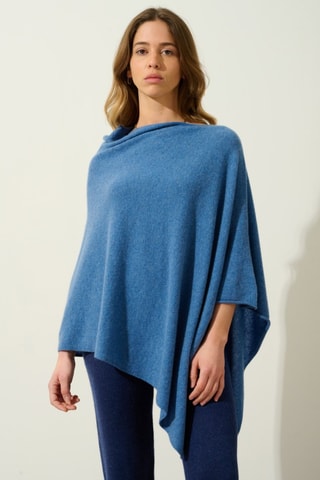 Poncho Carra 100% cachemire, 2 fils - Bleu foncé
