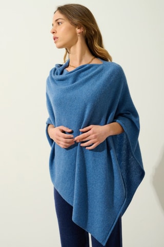 Poncho Carra 100% cachemire, 2 fils - Bleu foncé