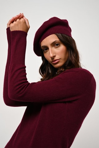 Robe pull Capelet 100% cachemire, 2 fils - Col en V - Bordeaux