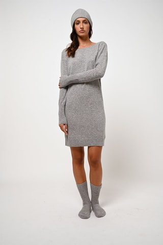 Robe pull Armet 100% cachemire, 2 fils - Col rond - Gris chiné