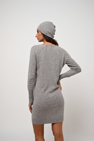 Robe pull Armet 100% cachemire, 2 fils - Col rond - Gris chiné