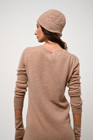 Robe pull Armet 100% cachemire, 2 fils - Col rond - Camel chiné