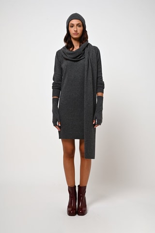 Robe pull Armet 100% cachemire, 2 fils - Col rond - Anthracite chiné