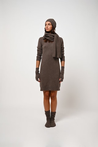 Robe pull Armet 100% cachemire, 2 fils - Col rond - Taupe chiné