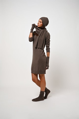 Robe pull Armet 100% cachemire, 2 fils - Col rond - Taupe chiné