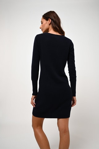 Robe pull Capelet 100% cachemire, 2 fils - Col en V - Bleu marine