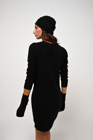 Robe pull Capelet 100% cachemire, 2 fils - Col en V - Noir