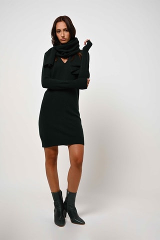 Robe pull Capelet 100% cachemire, 2 fils - Col en V - Vert foncé