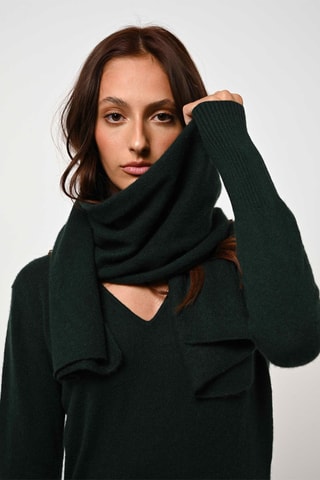 Robe pull Capelet 100% cachemire, 2 fils - Col en V - Vert foncé