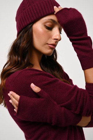 Robe pull Armet 100% cachemire, 2 fils - Col rond - Bordeaux