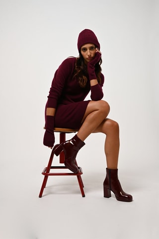 Robe pull Armet 100% cachemire, 2 fils - Col rond - Bordeaux