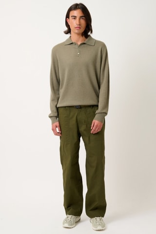 Polo Charvet 100% cachemire - Col libre - Kaki