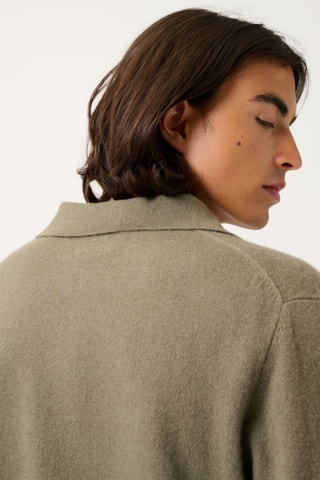 Polo Charvet 100% cachemire - Col libre - Kaki
