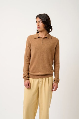 Polo Charvet 100% cachemire, 2 fils - Noisette
