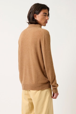 Polo Charvet 100% cachemire, 2 fils - Noisette