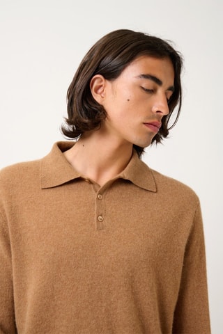 Polo Charvet 100% cachemire, 2 fils - Noisette