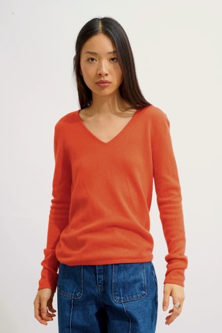 Pull Galise 100% cachemire, 2 fils - Col en V - Orange