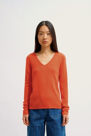 Pull Galise 100% cachemire, 2 fils - Col en V - Orange