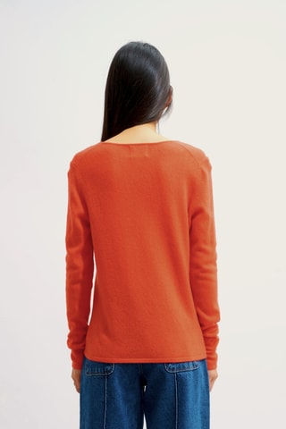 Pull Galise 100% cachemire, 2 fils - Col en V - Orange