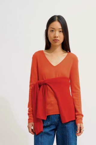 Pull Galise 100% cachemire, 2 fils - Col en V - Orange