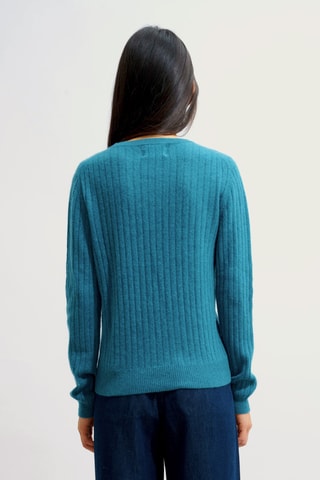 Pull Bella 100% cachemire, 2 fils - Col rond - Bleu canard chiné