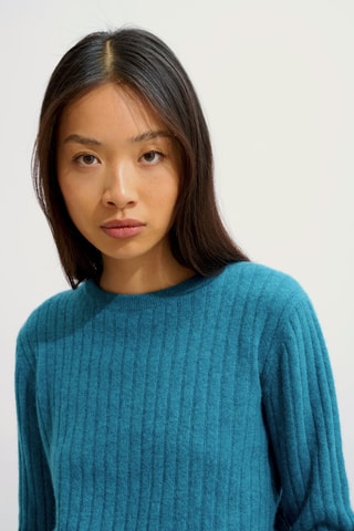 Pull Bella 100% cachemire, 2 fils - Col rond - Bleu canard chiné