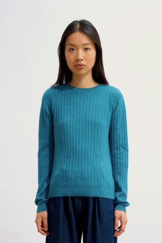 Pull Bella 100% cachemire, 2 fils - Col rond - Bleu canard chiné