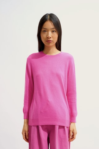 Pull Estaris 100% cachemire, 2 fils - Col rond - Rose