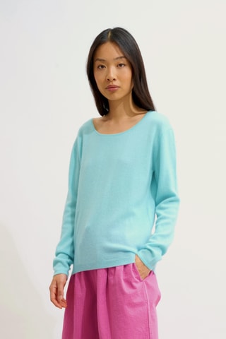 Pull Lanfon 100% cachemire, 2 fils - Col bateau - Vert d’eau