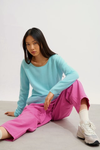 Pull Lanfon 100% cachemire, 2 fils - Col bateau - Vert d’eau