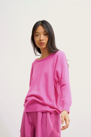 Pull Goleon 100% cachemire, 2 fils - Col rond - Rose