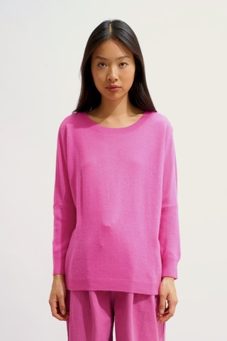 Pull Goleon 100% cachemire, 2 fils - Col rond - Rose